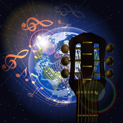 raster version music planet and neck of the guitar
