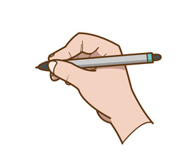 Hand Drawing, a hand drawn vector illustration of a hand holding a ballpoint about to write/draw something.