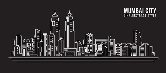 Obraz premium Cityscape Budynek Grafika liniowa Projekt ilustracji wektorowych - miasto Bombaj