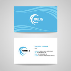 Business card background Template - Blue sky Wave style  vector design