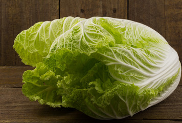Chinese cabbage on wood background