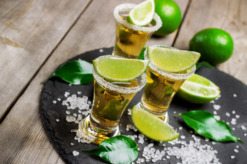Gold mexican tequila shot