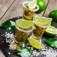 Gold mexican tequila shot