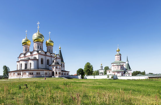 Panorama of the Valday Iversky monastery in the Novgorod region on a Sunny day, Russian Orthodox monastery founded by Patriarch Nikon in 1653