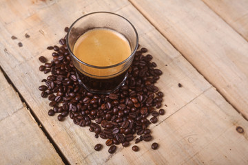 Coffee beans and fresh coffee