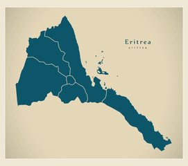 Modern Map - Eritrea with regions ER