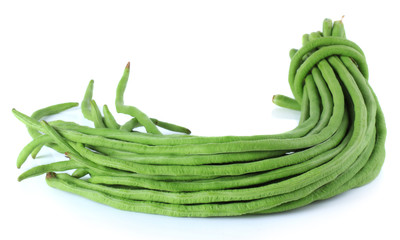 green beans on white background