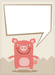 pig with bubble speech, box for your text