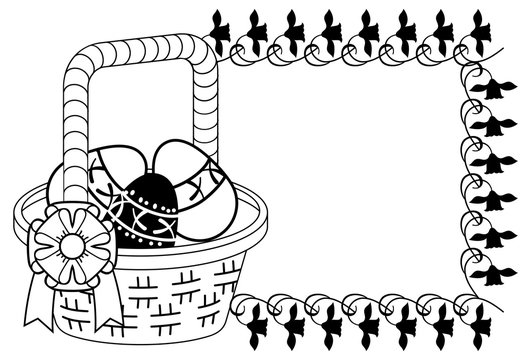 Silhouette with outline image of Easter basket