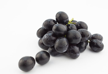 Small bunch of black grapes isolated on white background