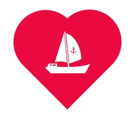 Voilier dans un cœur