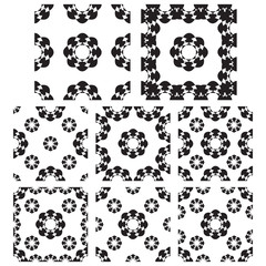 Fototapeta premium Set of monochrome geometric seamless patterns. Vector backgrounds collection.