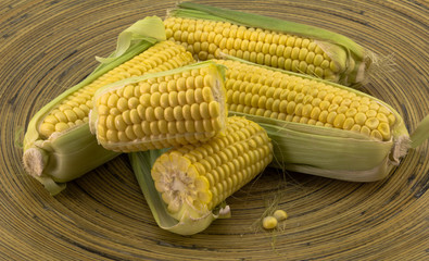 Corn on cob in ethnic plate