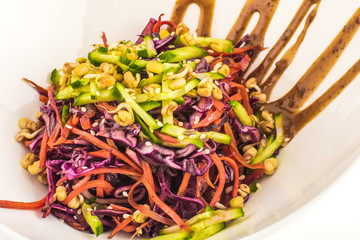 Close up of Vegetable salad with sauce
