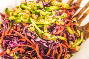 Close up of Vegetable salad with sauce

