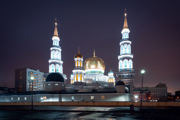 Fototapeta na wymiar View on Moscow Cathedral Mosque in the night, Moscow 2015