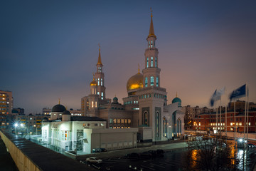 Fototapeta na wymiar View on Moscow Cathedral Mosque on the sunset, Moscow 2015