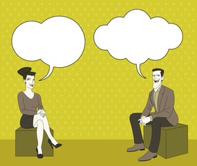 Business people with speech balloon icons
