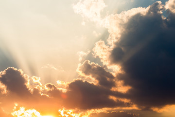 colorful dramatic sky with cloud at sunset