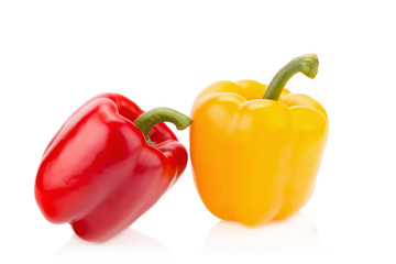 Fresh vegetables sweet Red, Yellow, Peppers isolated on white ba