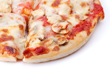 Mushroom Pizza Slices – A small mushroom pizza cut into slices.