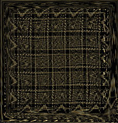 Black and gold background. Golden squares of thin lines on a black background