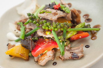 Dishes of Thailand and China international cuisine isolated on white