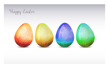 Colorful Easter eggs greeting. Polygonal vector design, low poly