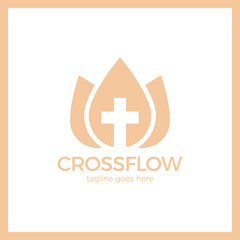 Obraz premium Flower Cross Logo - Church