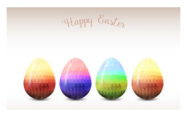 Colorful Easter eggs greeting. Polygonal vector design, low poly