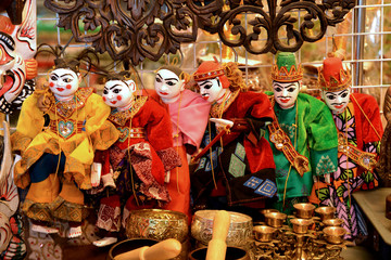 Burmese Puppets display in the shop at The Thai - Burmese Border Gate (Mae Sai District)