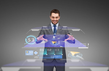 businessman working with virtual gps navigator map