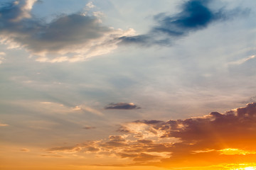 colorful dramatic sky with cloud at sunset