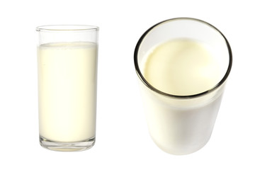 milk on glass  top view and front view