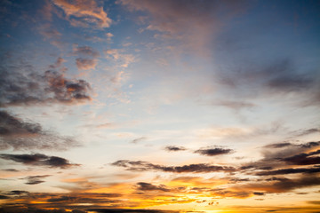 colorful dramatic sky with cloud at sunset