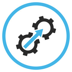 Gear Integration vector icon. Style is bicolor flat rounded iconic symbol, gear integration icon is drawn with blue and gray colors on a white background.