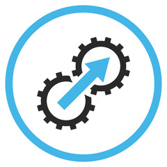 Gear Integration vector icon. Style is bicolor flat rounded iconic symbol, gear integration icon is drawn with blue and gray colors on a white background.
