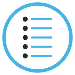 Items vector icon. Style is bicolor flat rounded iconic symbol, items icon is drawn with blue and gray colors on a white background.