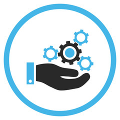 Mechanics Service vector icon. Style is bicolor flat rounded iconic symbol, mechanics service icon is drawn with blue and gray colors on a white background.