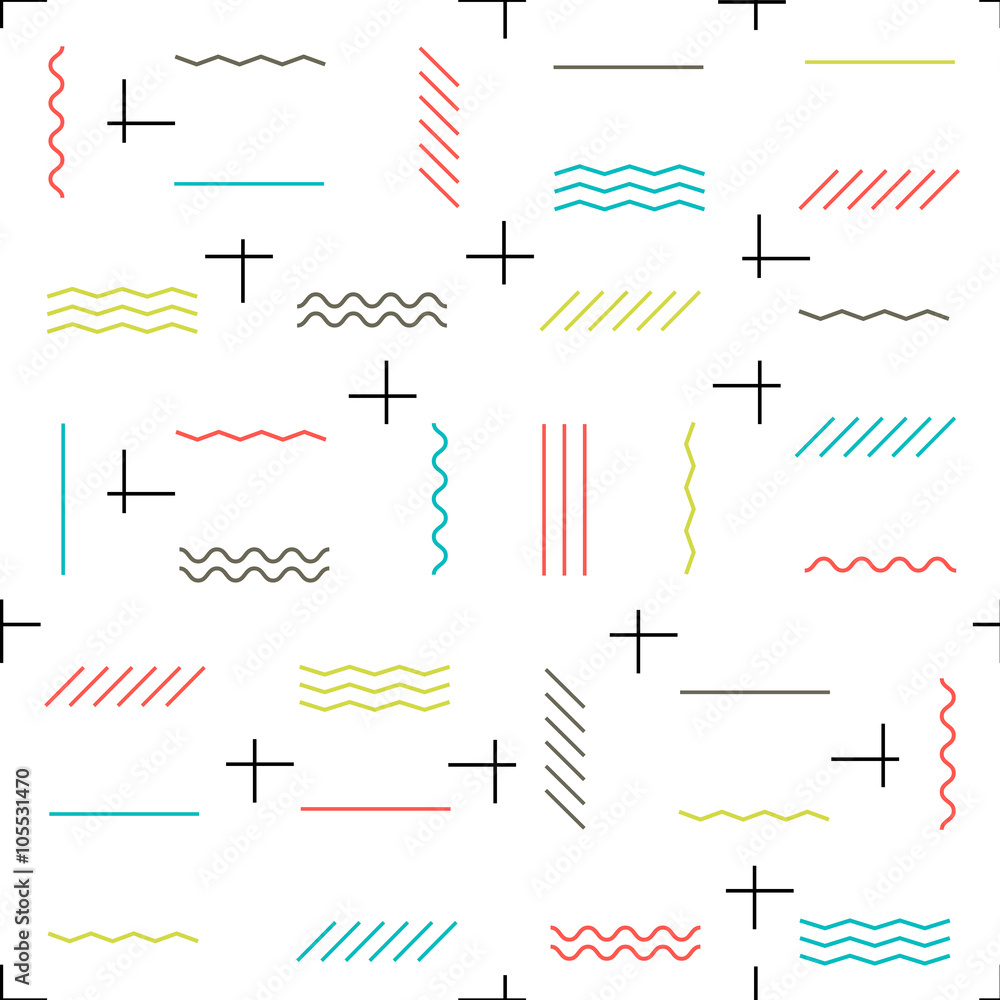 Aufkleber Geometric lines seamless pattern colorful. Thin lines pattern. H