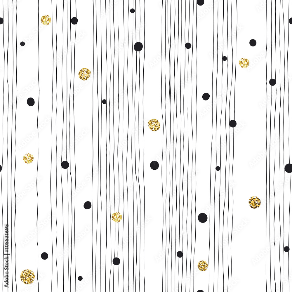 Poster Hand Drawn Seamless Pattern on White Background with Thin Line a