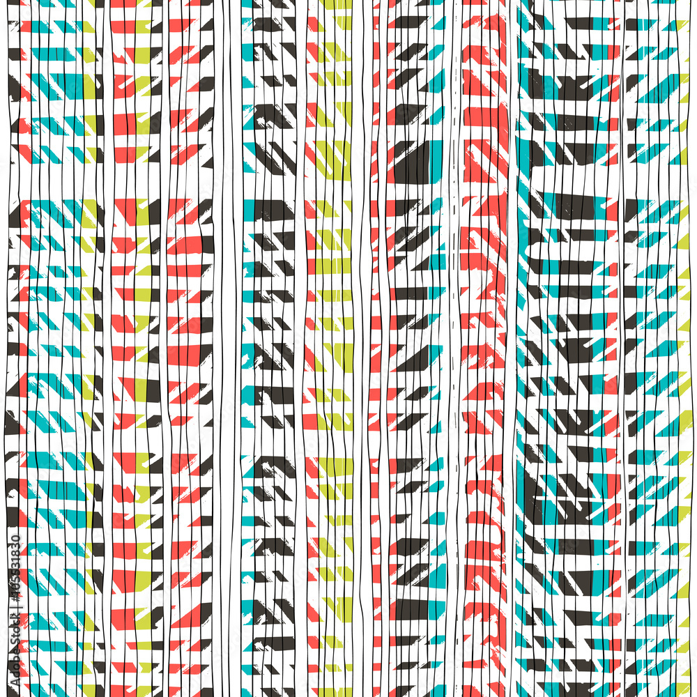 Aufkleber abstract retro colors stripes pattern. seamless hand-drawn lines