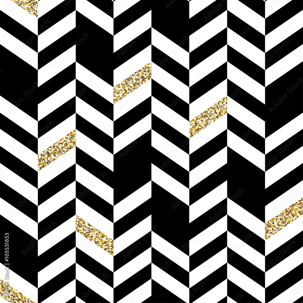 Aufkleber seamless chevron pattern with glittering gold elements