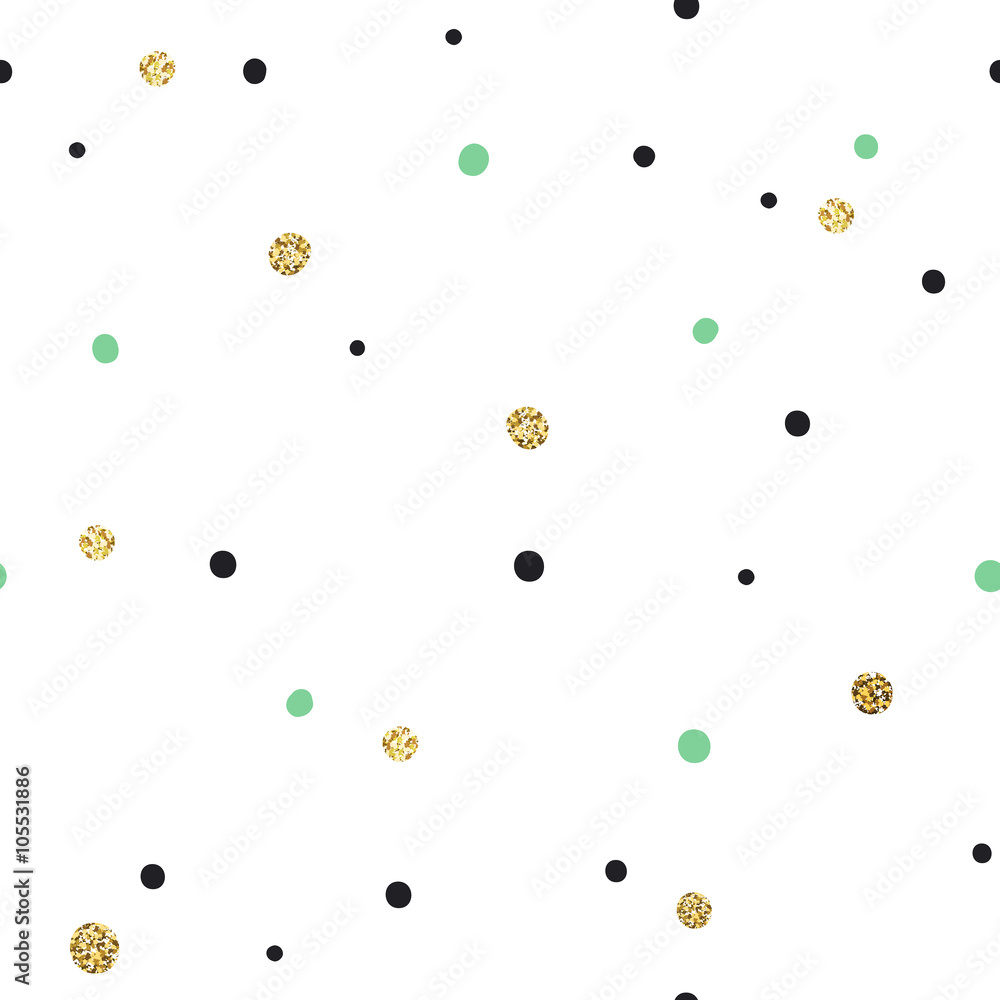 Poster Abstract Seamless Pattern on White Background with Black and Gol