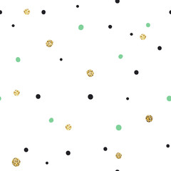 Abstract Seamless Pattern on White Background with Black and Gol © pashabo