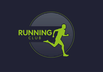 Logo Templates translucent silhouettes of people Running