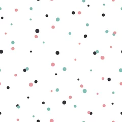 Behang Polka dot Abstracte naadloze patroon op witte achtergrond met zwart en gol