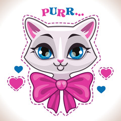 Fototapeta premium Cute cartoon white cat