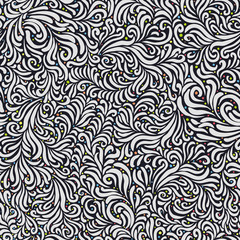 Floral Seamless Pattern. On Black Background with Colorful Chaot © pashabo