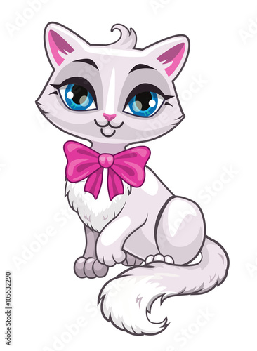 "Cute cartoon little white cat" 스톡 이미지, 로열티프리 벡터 파일 : Fotolia.com - 이미지